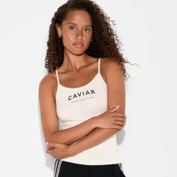 Women's Graphic Camisole - Wild Fable™ Off-White Quote XXS