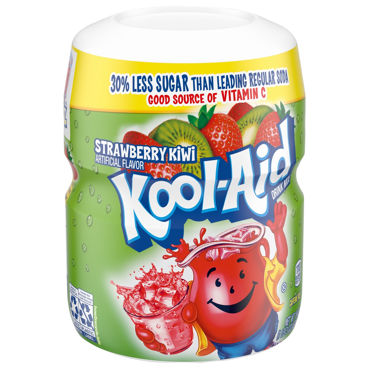 slide 3 of 9, Kool-Aid Sugar-Sweetened Strawberry Kiwi Artificially Flavored Powdered Soft Drink Mix, 19 oz Canister, 19 oz