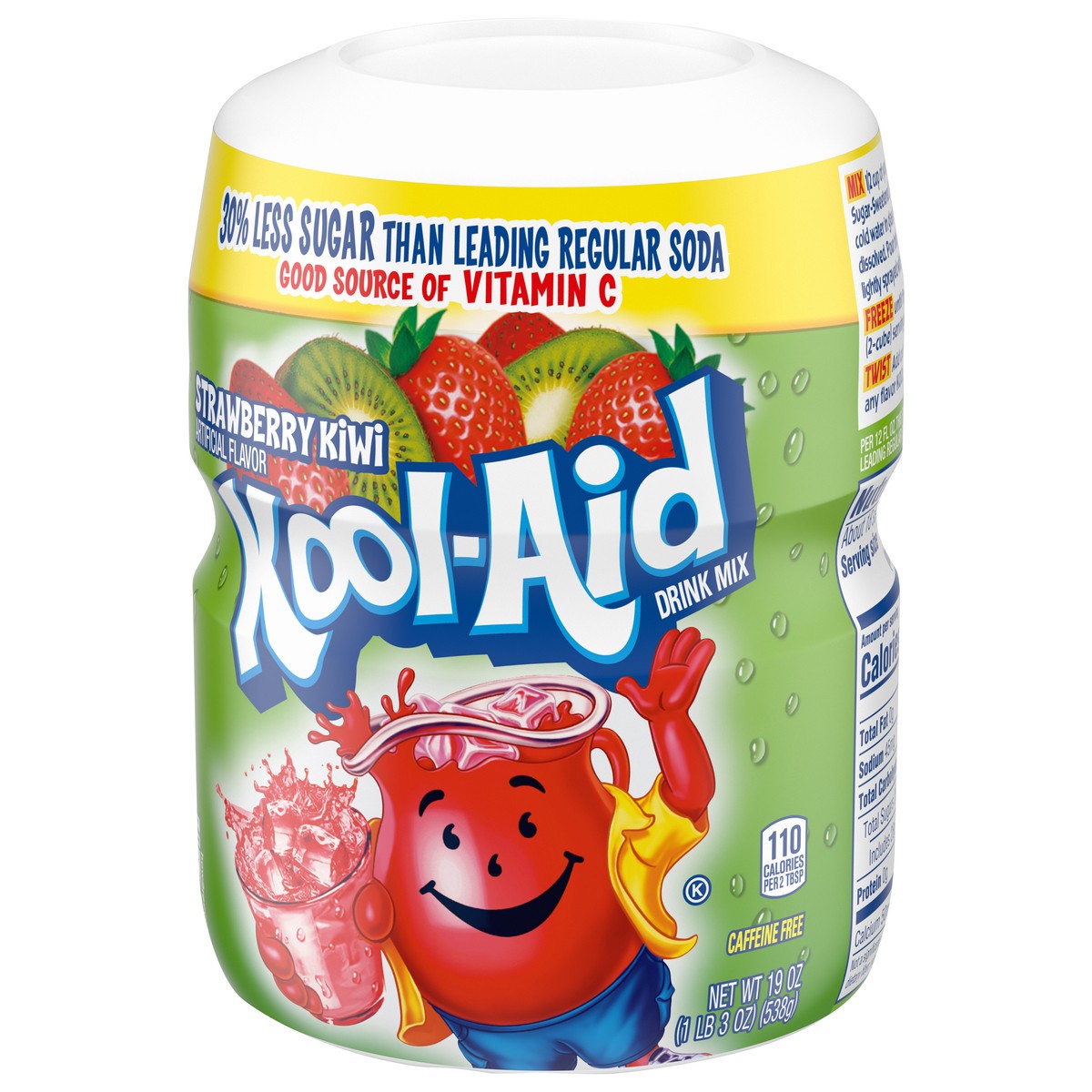 slide 6 of 9, Kool-Aid Sugar-Sweetened Strawberry Kiwi Artificially Flavored Powdered Soft Drink Mix, 19 oz Canister, 19 oz