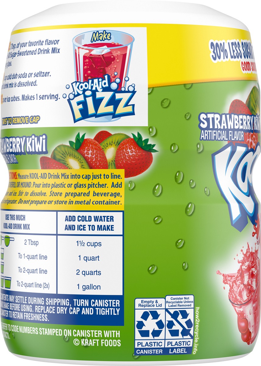 slide 4 of 9, Kool-Aid Sugar-Sweetened Strawberry Kiwi Artificially Flavored Powdered Soft Drink Mix, 19 oz Canister, 19 oz