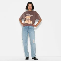Women's Loose Fit Short Sleeve Crewneck Oversized Graphic T-Shirt - Wild Fable™ Brown Bears M