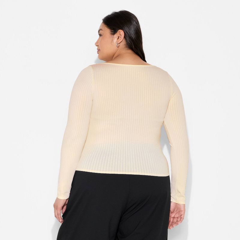 slide 3 of 3, Women's Long Sleeve Seamless Square Neck Blouse - Wild Fable™ Off-White XXL, 1 ct