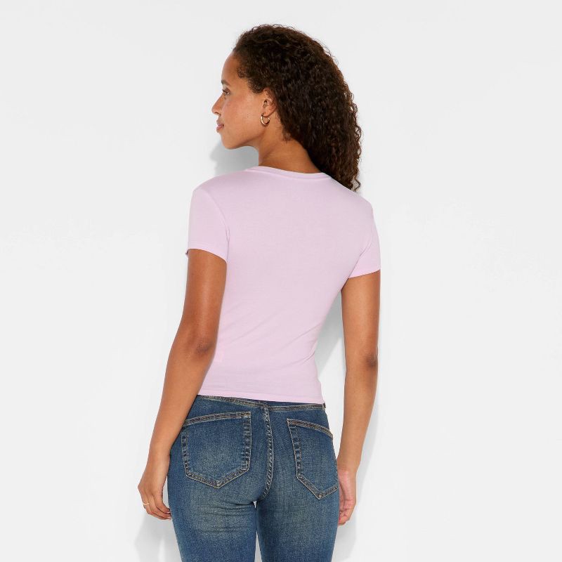 slide 3 of 4, Women's Short Sleeve Crewneck T-Shirt - Wild Fable™ Light Purple S, 1 ct
