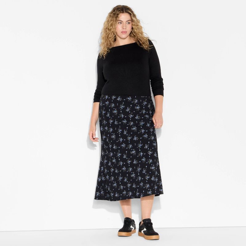 slide 1 of 3, Women's Slim Fit Long Sleeve Round Neck T-Shirt - Wild Fable™ Black XXL, 1 ct