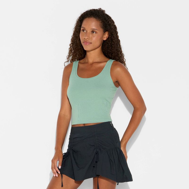 slide 2 of 4, Women's Slim Fit Tank Top - Wild Fable™ Fern Green M, 1 ct