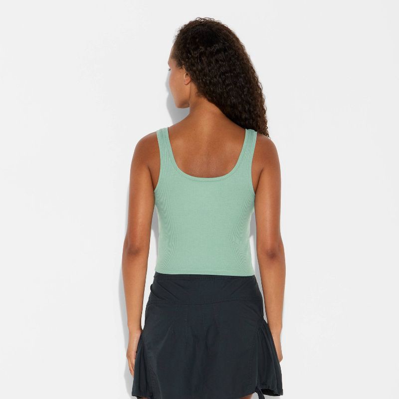 slide 3 of 4, Women's Slim Fit Tank Top - Wild Fable™ Fern Green L, 1 ct