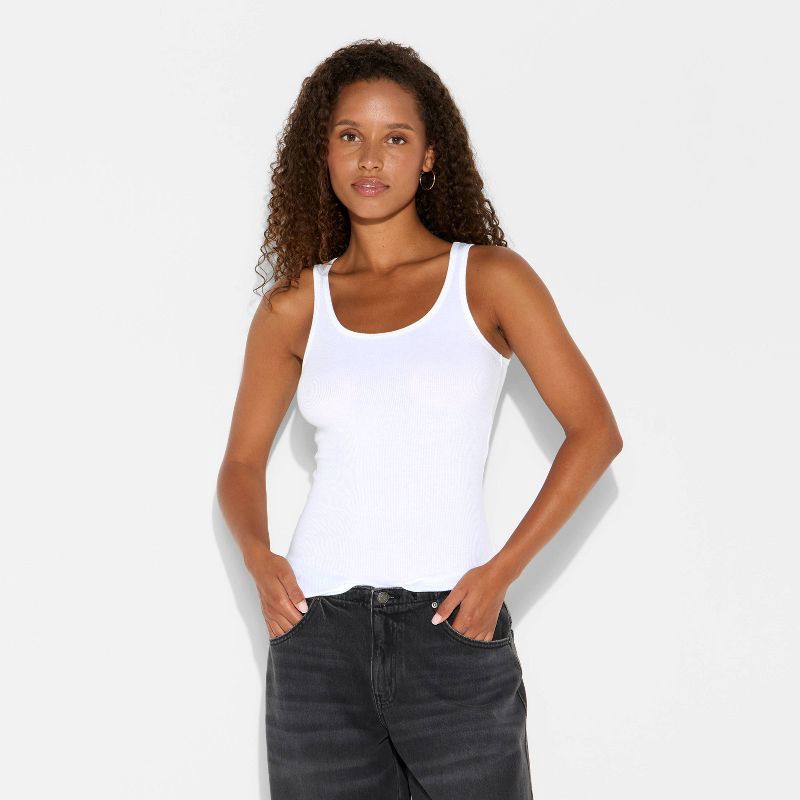slide 2 of 3, Women's 90's Tank Top - Wild Fable™ White L, 1 ct
