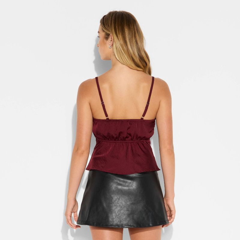slide 3 of 3, Women's Lace Trim Tank Top - Wild Fable™ Burgundy S, 1 ct