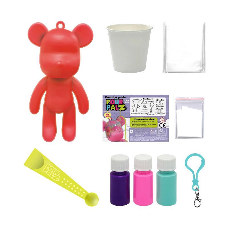 slide 4 of 9, Toy Monster Pour Palz DIY Paint Bear Mini Keychain "Colors May Vary", 1 ct
