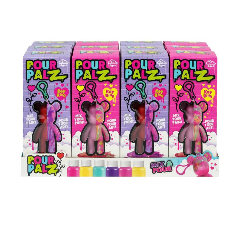 slide 1 of 9, Toy Monster Pour Palz DIY Paint Bear Mini Keychain "Colors May Vary", 1 ct