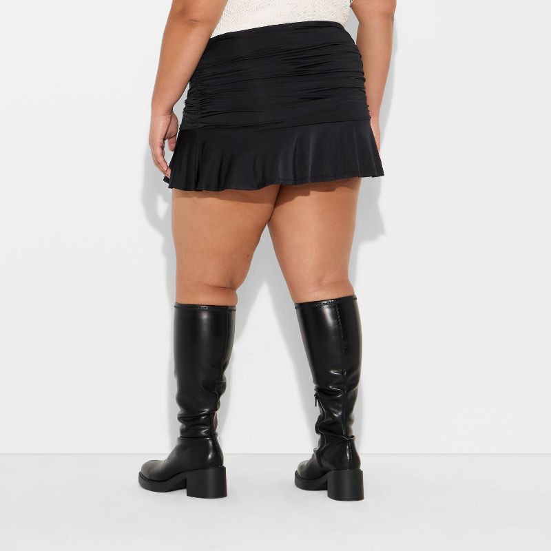slide 3 of 3, Women's Ruched Knit Mini A-Line Skort - Wild Fable™ Black XXL, 1 ct