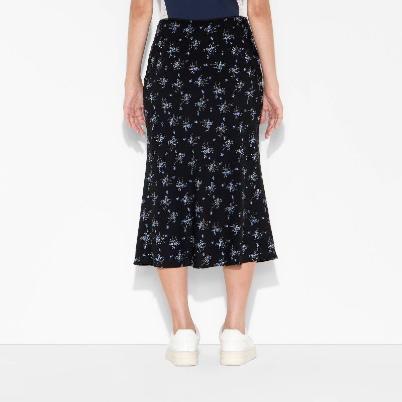 slide 3 of 3, Women's Midi Printed A-Line Skirt - Wild Fable™ Navy Blue Floral XL, 1 ct