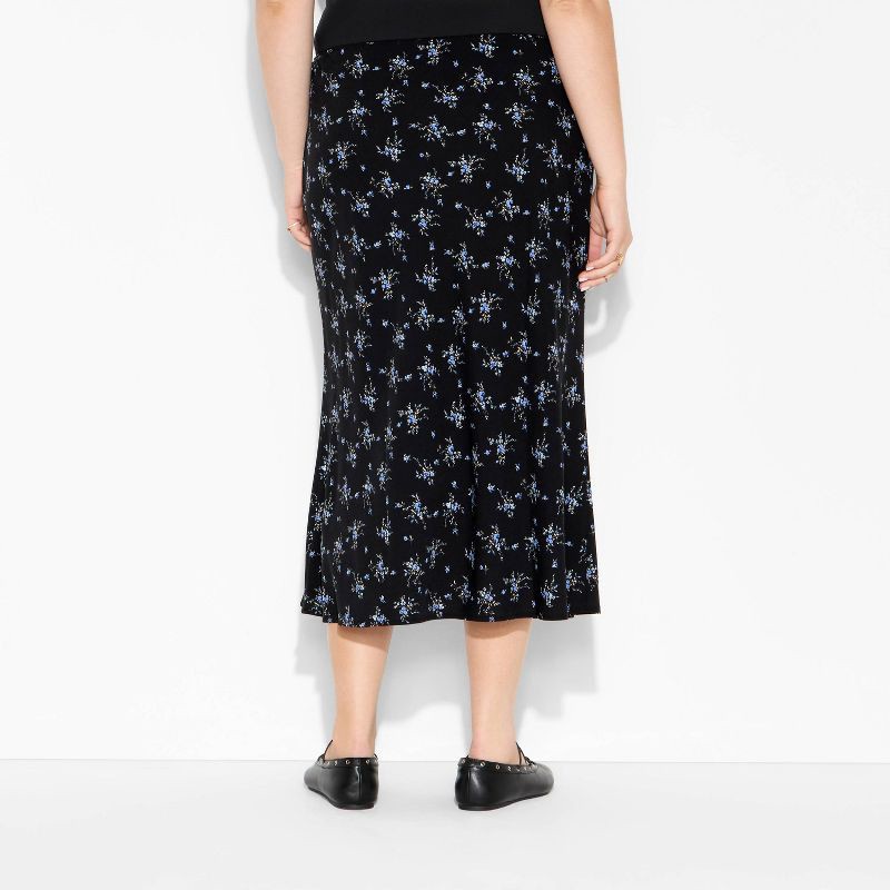 slide 3 of 3, Women's Midi Printed A-Line Skirt - Wild Fable™ Navy Blue Floral XXL, 1 ct