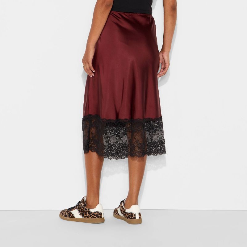 slide 3 of 3, Women's Lingerie Slip Midi Skirt - Wild Fable™ Burgundy L, 1 ct
