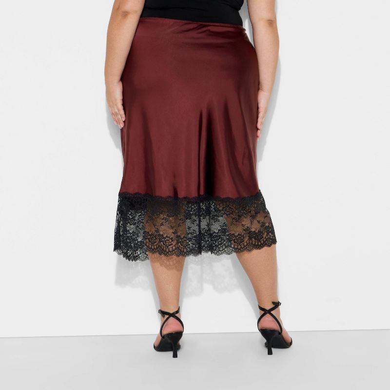 slide 3 of 3, Women's Lingerie Slip Midi Skirt - Wild Fable™ Burgundy XXL, 1 ct