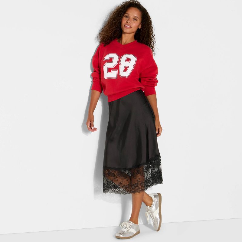 slide 1 of 3, Women's Lingerie Slip Midi Skirt - Wild Fable™ Black XS, 1 ct