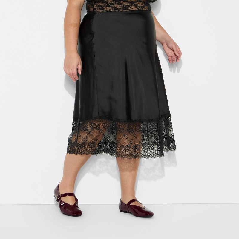 slide 2 of 3, Women's Lingerie Slip Midi Skirt - Wild Fable™ Black XXL, 1 ct