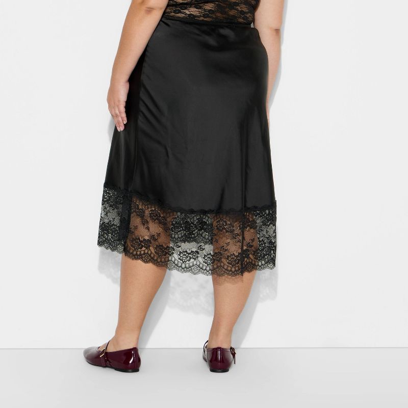 slide 3 of 3, Women's Lingerie Slip Midi Skirt - Wild Fable™ Black XXL, 1 ct