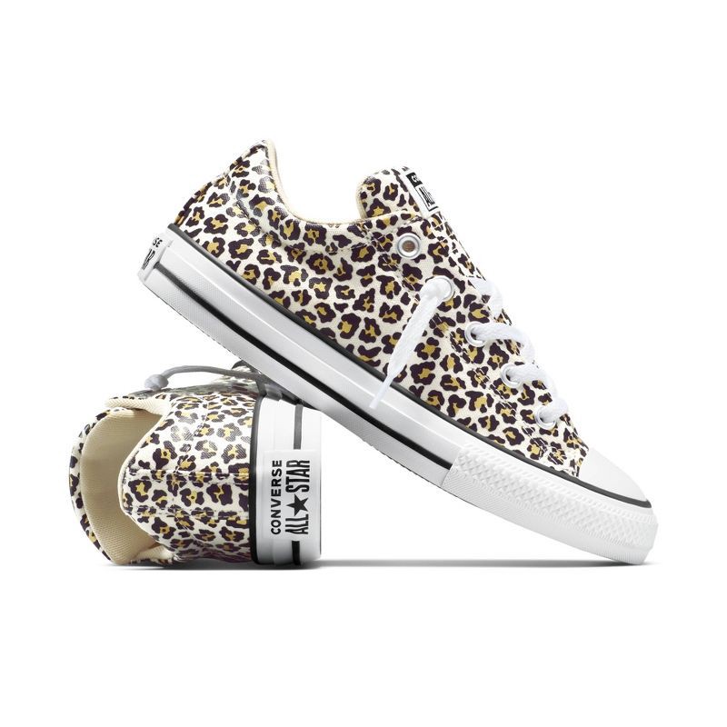 slide 2 of 8, Converse Kids' Street Low Cheetah Sneakers - Cream 4, 1 ct