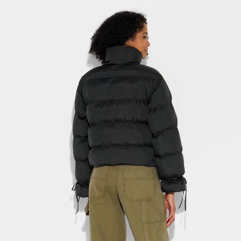 slide 3 of 3, Women's Bow Puffer Jacket - Wild Fable™ Black XXS, 1 ct