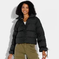 Women's Bow Puffer Jacket - Wild Fable™ Black XXS