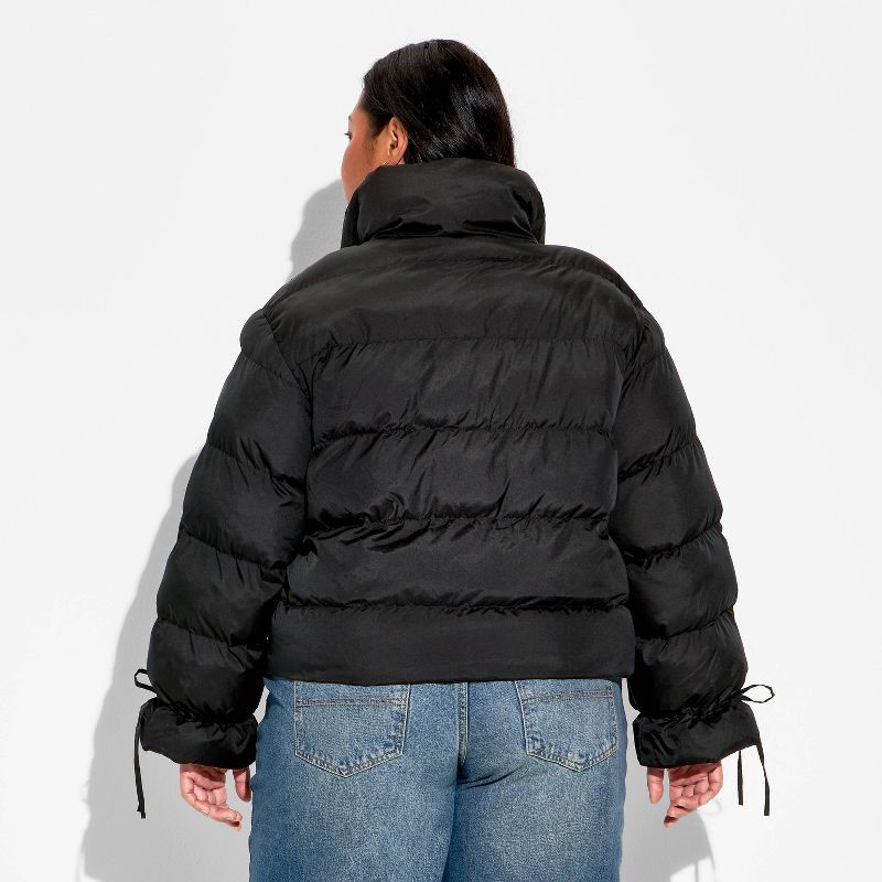 slide 3 of 3, Women's Bow Puffer Jacket - Wild Fable™ Black XXL, 1 ct