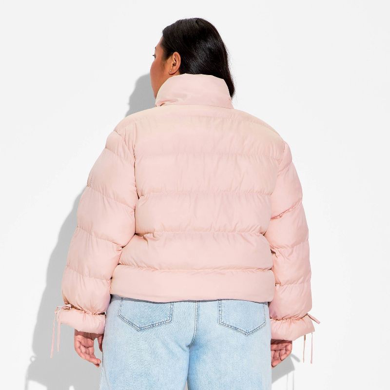slide 3 of 3, Women's Bow Puffer Jacket - Wild Fable™ Pink XXL, 1 ct