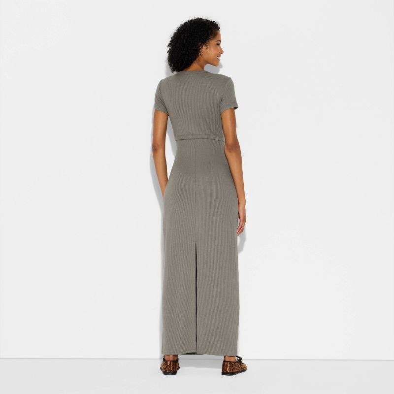 slide 2 of 3, Women's Ribbed Maxi Bodycon Dress and Cardigan Set - Wild Fable™ Dark Gray XS, 1 ct