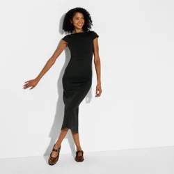 Women's Backless Cap Sleeve Midi Bodycon Dress - Wild Fable™ Black M