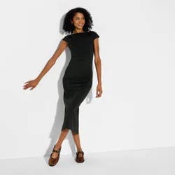 Women's Backless Cap Sleeve Midi Bodycon Dress - Wild Fable™ Black S