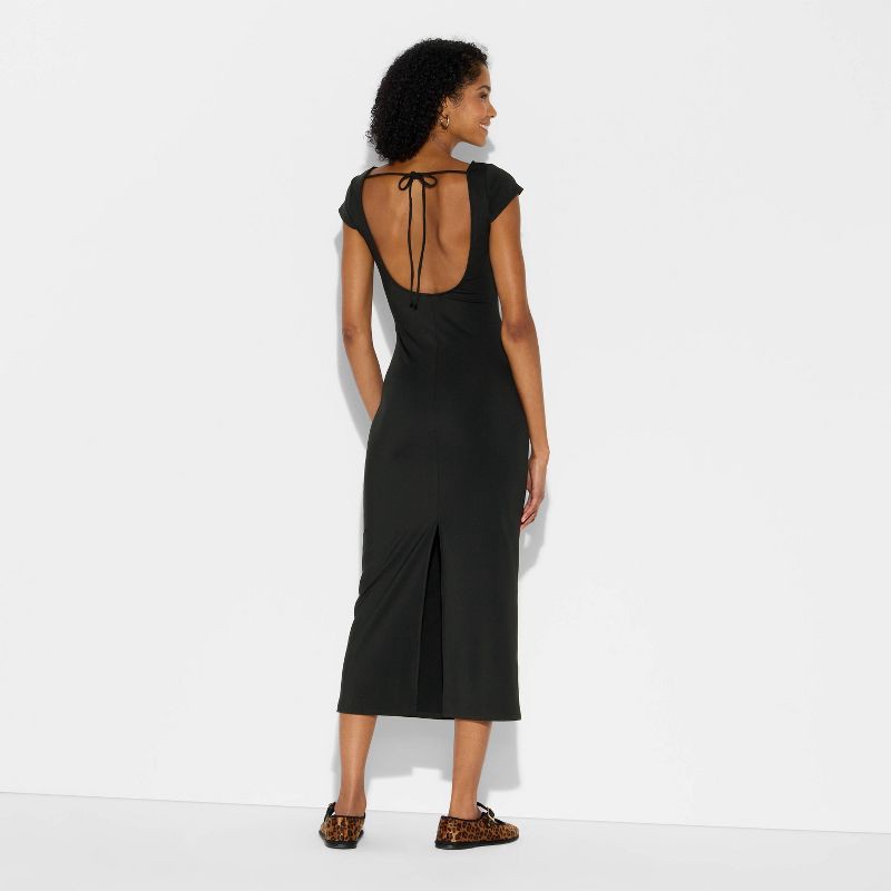 slide 3 of 3, Women's Backless Cap Sleeve Midi Bodycon Dress - Wild Fable™ Black XL, 1 ct