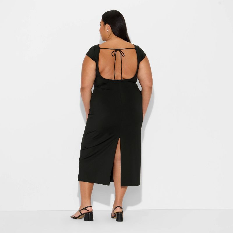 slide 3 of 3, Women's Backless Cap Sleeve Midi Bodycon Dress - Wild Fable™ Black XXL, 1 ct