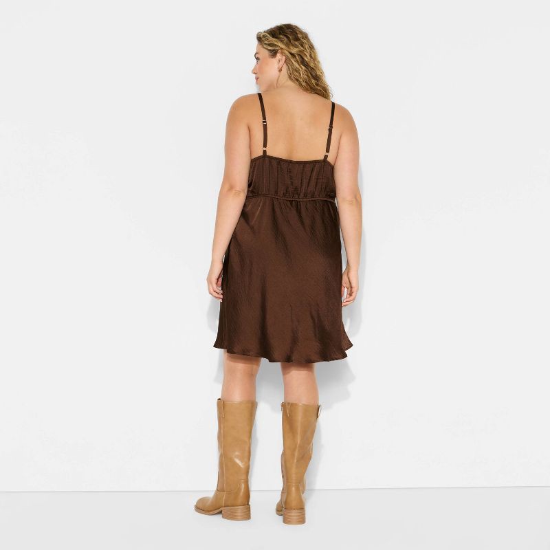 slide 2 of 3, Women's Lace Trim Mini Slip Dress - Wild Fable™ Dark Brown XXL, 1 ct