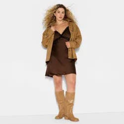 Women's Lace Trim Mini Slip Dress - Wild Fable™ Dark Brown XXL