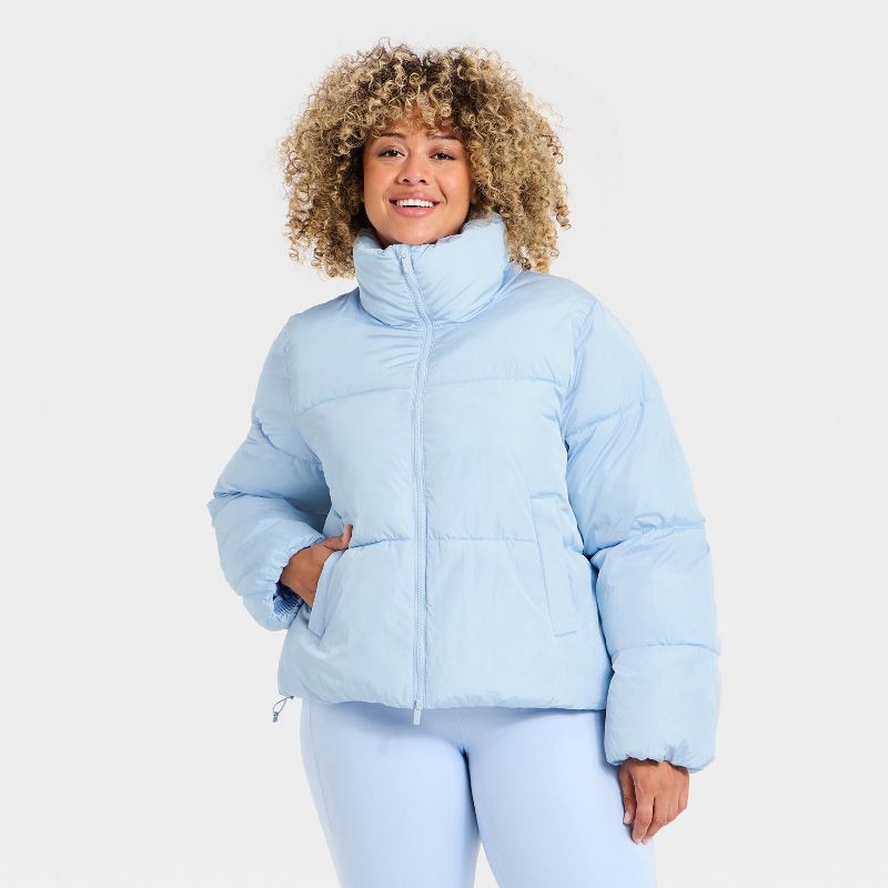 slide 4 of 5, Women's Puffer Jacket - All In Motion™ Light Blue L, 1 ct