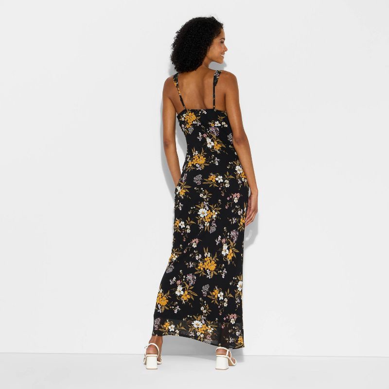 slide 3 of 3, Women's Lace Trim Maxi Empire Waist Dress - Wild Fable™ Black Floral M, 1 ct