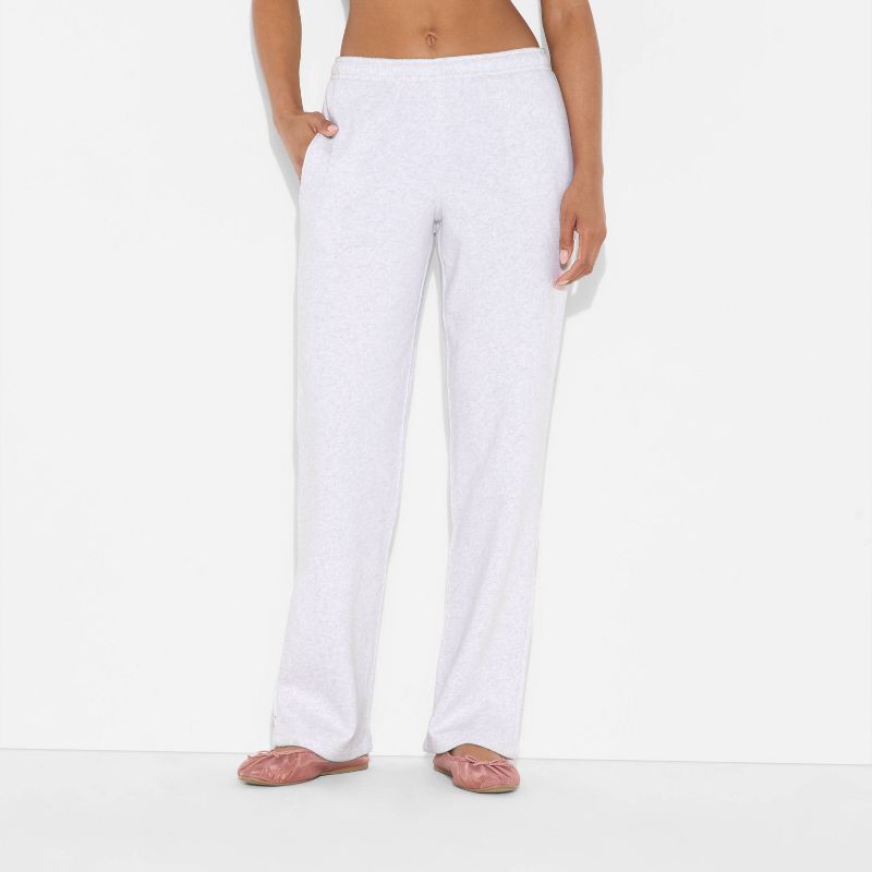 slide 2 of 3, Women's Mid-Rise Slim Straight Sweatpants - Wild Fable™ Heather Gray L, 1 ct