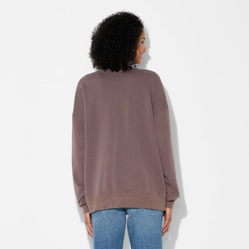 slide 3 of 3, Women's Oversized Pullover Sweatshirt - Wild Fable™ Brown Quote XL, 1 ct