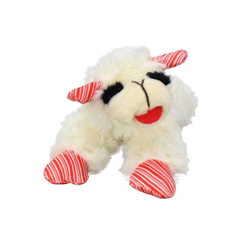 slide 2 of 6, Multipet Lamb Chop with Holiday Print Paws and Ears Dog Interactive Plush Toy, 1 ct