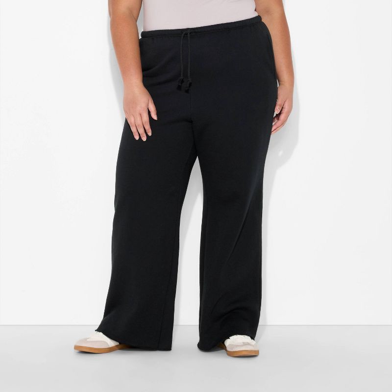 slide 2 of 3, Women's Mid-Rise Wide Leg Sweatpants - Wild Fable™ Black XXL, 1 ct