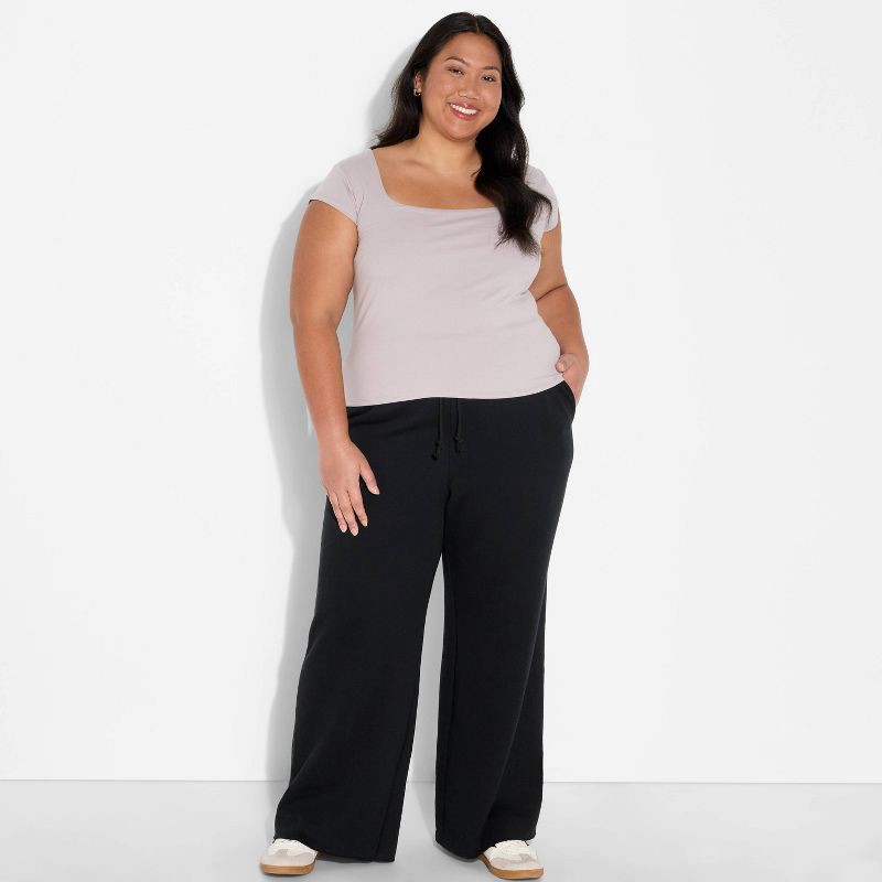 slide 1 of 3, Women's Mid-Rise Wide Leg Sweatpants - Wild Fable™ Black XXL, 1 ct