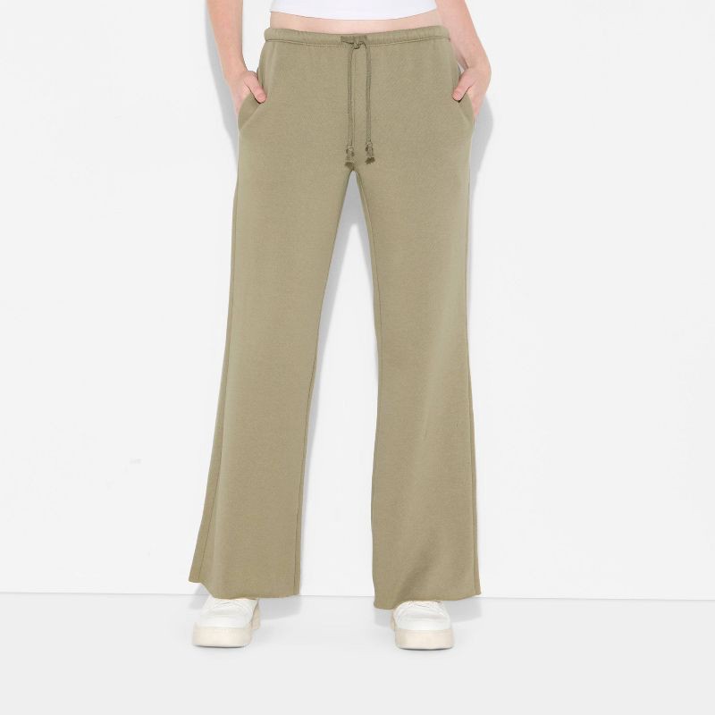 slide 2 of 3, Women's Mid-Rise Wide Leg Sweatpants - Wild Fable™ Dark Taupe L, 1 ct