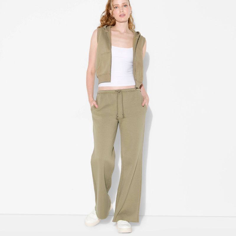 slide 1 of 3, Women's Mid-Rise Wide Leg Sweatpants - Wild Fable™ Dark Taupe L, 1 ct