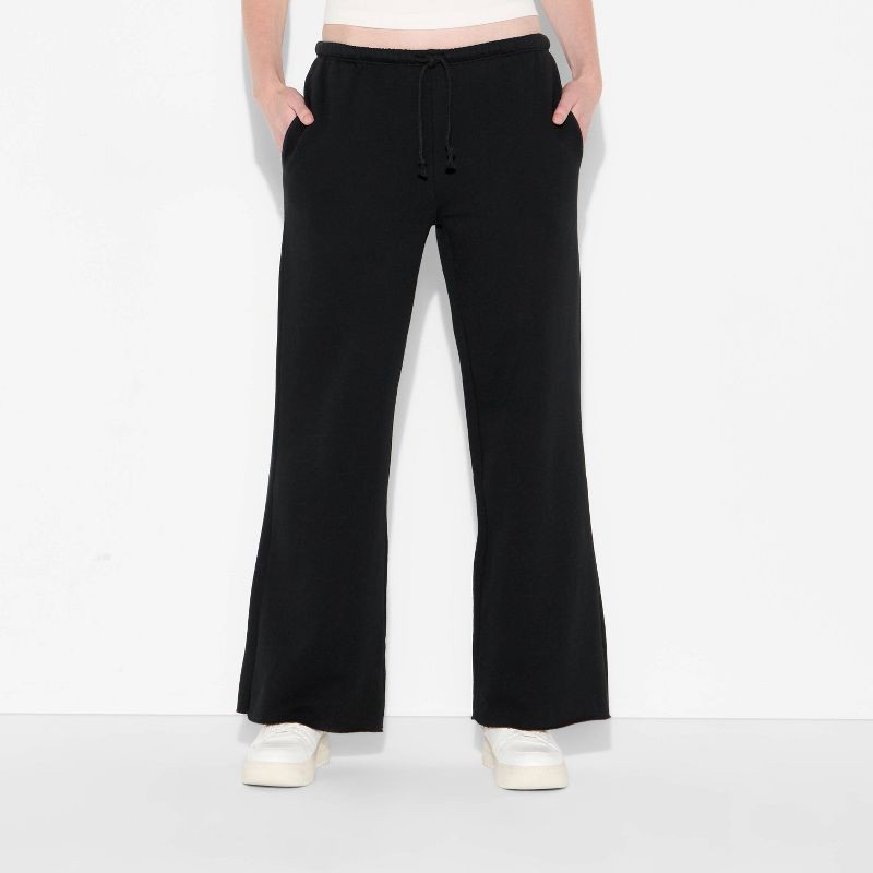 slide 2 of 3, Women's Mid-Rise Wide Leg Sweatpants - Wild Fable™ Black M, 1 ct