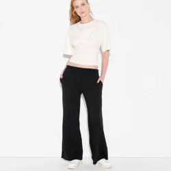 Women's Mid-Rise Wide Leg Sweatpants - Wild Fable™ Black M