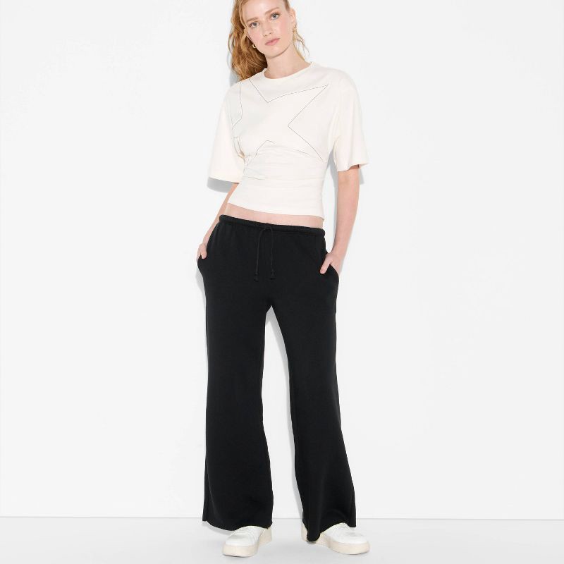 slide 1 of 3, Women's Mid-Rise Wide Leg Sweatpants - Wild Fable™ Black XXS, 1 ct