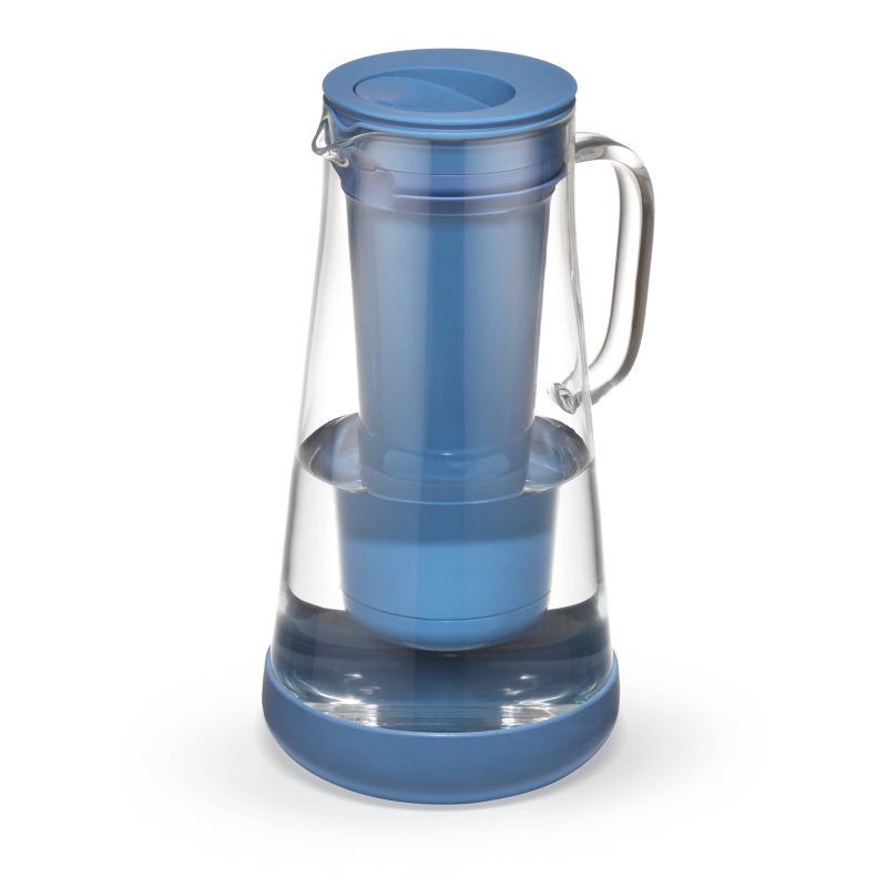 slide 1 of 6, LifeStraw Home 7 Cup Glass Water Filter Pitcher with Silicone Base Stormy Blue, 1 ct