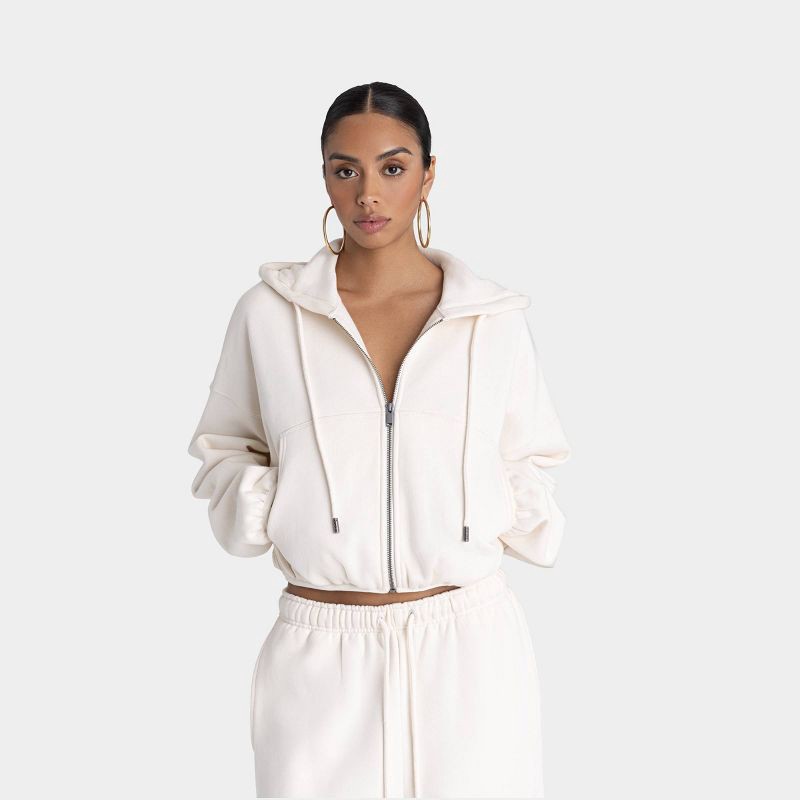 slide 1 of 3, KBB by KAHLANA Women's 'The Zip-Up Hoodie' - Cream L, 1 ct
