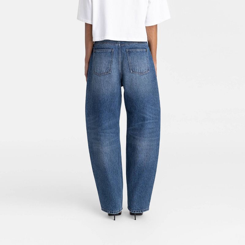 slide 3 of 3, KBB by KAHLANA Women's Mid-Rise Barrel Leg 'The Lynnox Jean' - Dark Wash 0, 1 ct