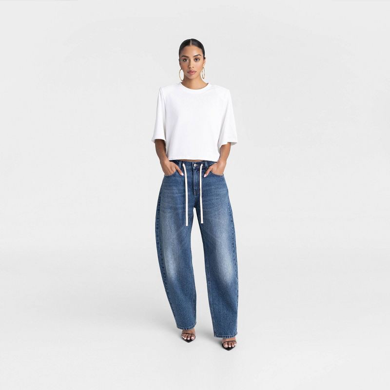 slide 3 of 3, KBB by KAHLANA Women's Mid-Rise Barrel Leg 'The Lynnox Jean' - Dark Wash 14, 1 ct